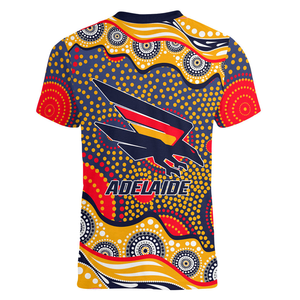Adelaide Crows Women V-Neck T-Shirt Aboriginal Dot Pattern - Football Mascot Heritage Pride