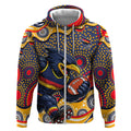 Adelaide Crows Zip Hoodie Aboriginal Dot Pattern - Football Mascot Heritage Pride