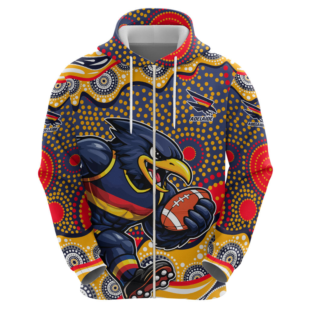 Adelaide Crows Zip Hoodie Aboriginal Dot Pattern - Football Mascot Heritage Pride