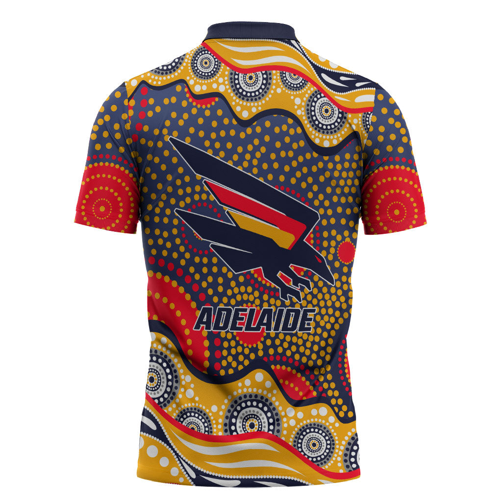 Adelaide Crows Zipper Polo Shirt Aboriginal Dot Pattern - Football Mascot Heritage Pride