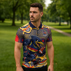 Adelaide Crows Zipper Polo Shirt Aboriginal Dot Pattern - Football Mascot Heritage Pride
