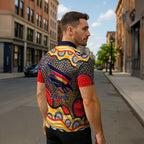 Adelaide Crows Zipper Polo Shirt Aboriginal Dot Pattern - Football Mascot Heritage Pride