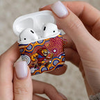 Brisbane Lions AirPods Case Aboriginal Dot Pattern - Football Mascot Heritage Pride