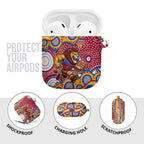 Brisbane Lions AirPods Case Aboriginal Dot Pattern - Football Mascot Heritage Pride