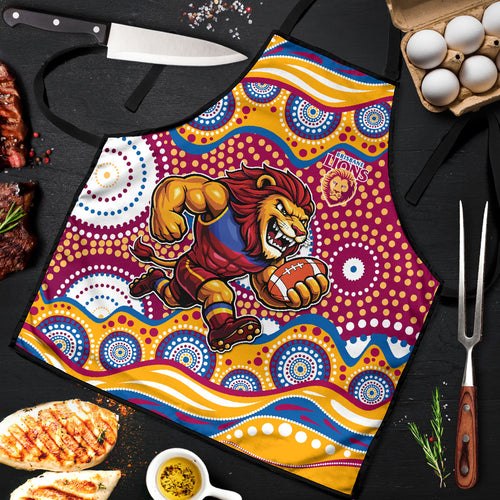 Brisbane Lions Apron Aboriginal Dot Pattern - Football Mascot Heritage Pride