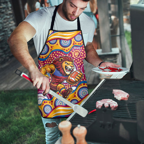 Brisbane Lions Apron Aboriginal Dot Pattern - Football Mascot Heritage Pride