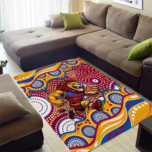 Brisbane Lions Area Rug Aboriginal Dot Pattern - Football Mascot Heritage Pride