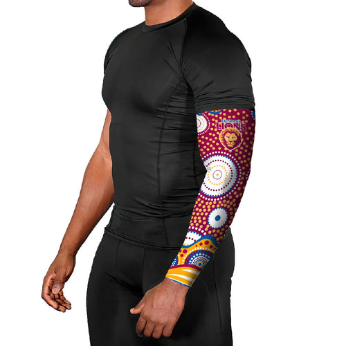 Brisbane Lions Arm Sleeves Aboriginal Dot Pattern - Football Mascot Heritage Pride