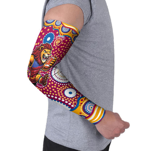 Brisbane Lions Arm Sleeves Aboriginal Dot Pattern - Football Mascot Heritage Pride