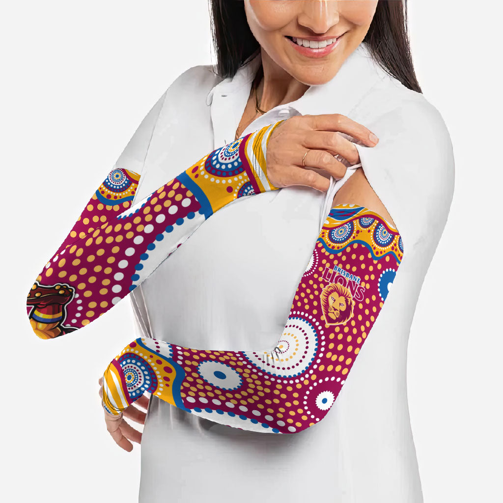 Brisbane Lions Arm Sleeves Aboriginal Dot Pattern - Football Mascot Heritage Pride