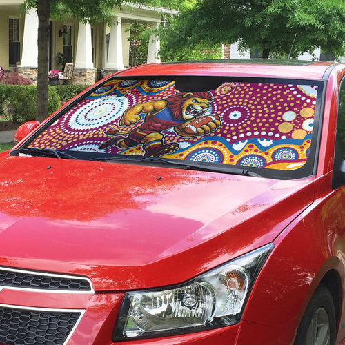 Brisbane Lions Auto Sun Shade Aboriginal Dot Pattern - Football Mascot Heritage Pride