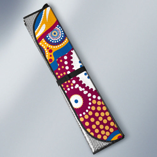 Brisbane Lions Auto Sun Shade Aboriginal Dot Pattern - Football Mascot Heritage Pride