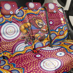 Brisbane Lions Back Car Seat Cover Aboriginal Dot Pattern - Football Mascot Heritage Pride
