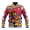 Brisbane Lions Baseball Jacket Aboriginal Dot Pattern - Football Mascot Heritage Pride