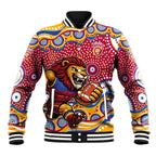 Brisbane Lions Baseball Jacket Aboriginal Dot Pattern - Football Mascot Heritage Pride