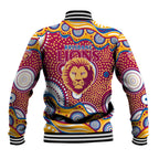 Brisbane Lions Baseball Jacket Aboriginal Dot Pattern - Football Mascot Heritage Pride