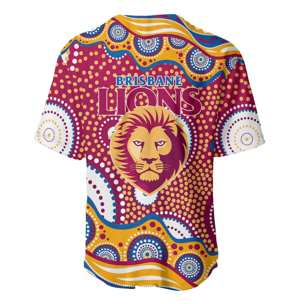 Brisbane Lions Baseball Jersey Aboriginal Dot Pattern - Football Mascot Heritage Pride