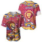 Brisbane Lions Baseball Jersey Aboriginal Dot Pattern - Football Mascot Heritage Pride