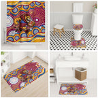 Brisbane Lions Bathroom Set Aboriginal Dot Pattern - Football Mascot Heritage Pride