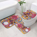 Brisbane Lions Bathroom Set Aboriginal Dot Pattern - Football Mascot Heritage Pride