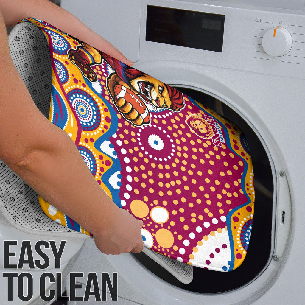 Brisbane Lions Bathroom Set Aboriginal Dot Pattern - Football Mascot Heritage Pride