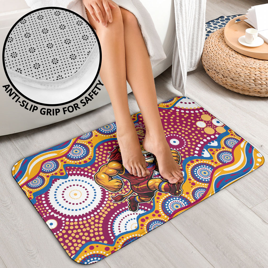 Brisbane Lions Bathroom Set Aboriginal Dot Pattern - Football Mascot Heritage Pride