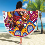 Brisbane Lions Beach Blanket Aboriginal Dot Pattern - Football Mascot Heritage Pride