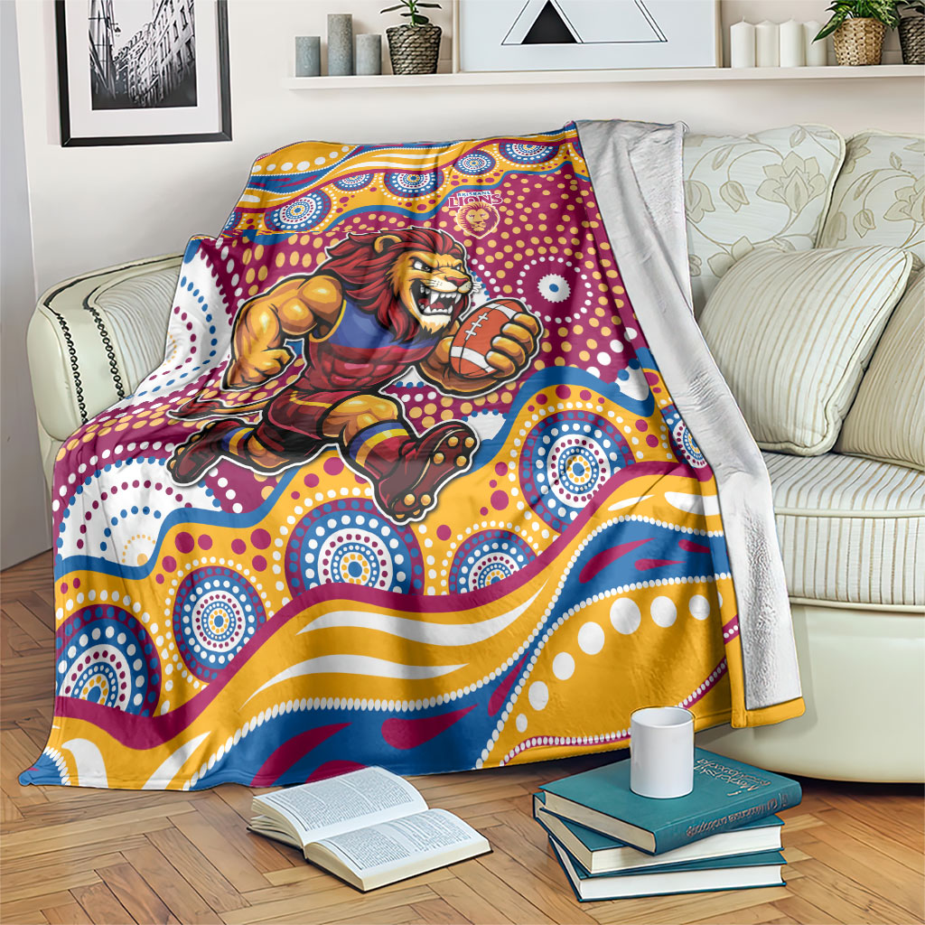 Brisbane Lions Blanket Aboriginal Dot Pattern - Football Mascot Heritage Pride
