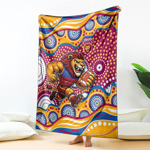 Brisbane Lions Blanket Aboriginal Dot Pattern - Football Mascot Heritage Pride