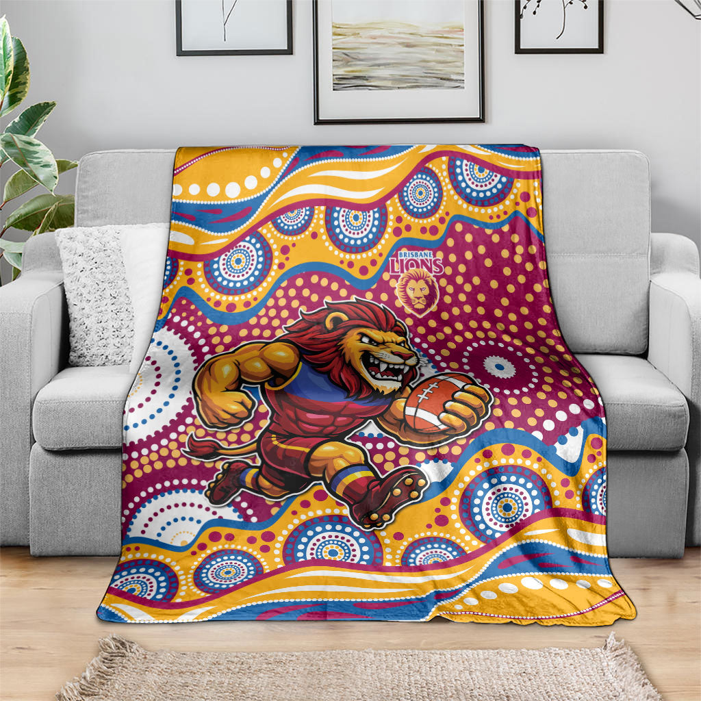 Brisbane Lions Blanket Aboriginal Dot Pattern - Football Mascot Heritage Pride