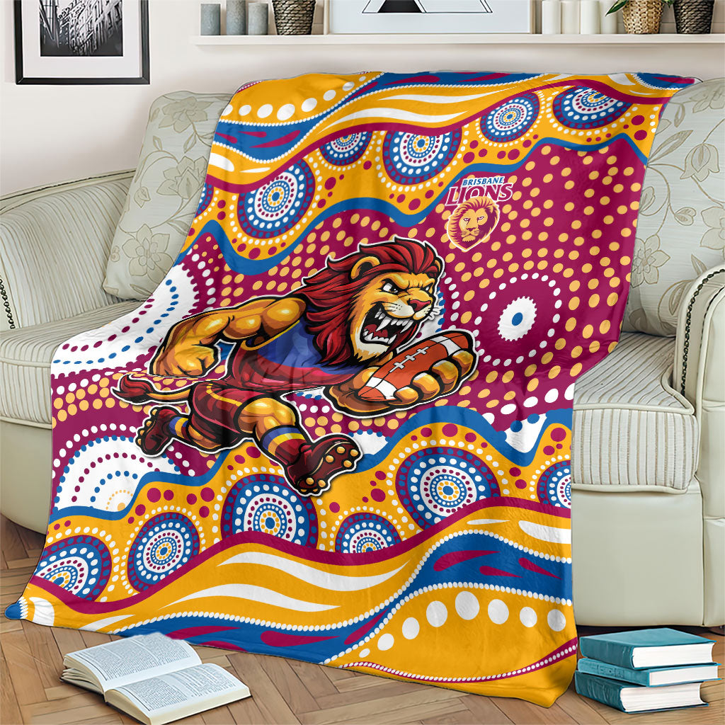 Brisbane Lions Blanket Aboriginal Dot Pattern - Football Mascot Heritage Pride