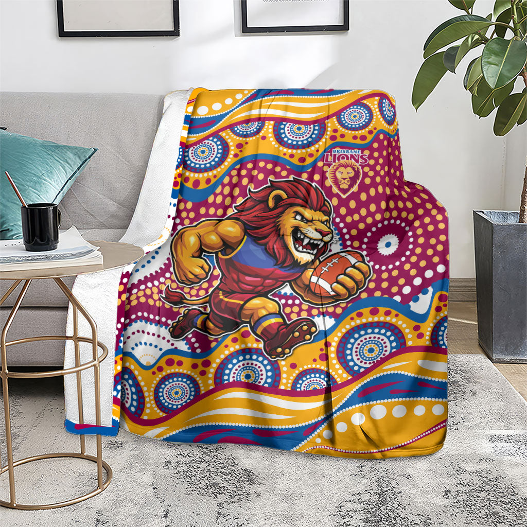 Brisbane Lions Blanket Aboriginal Dot Pattern - Football Mascot Heritage Pride