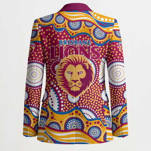 Brisbane Lions Blazer Aboriginal Dot Pattern - Football Mascot Heritage Pride