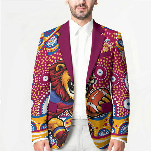 Brisbane Lions Blazer Aboriginal Dot Pattern - Football Mascot Heritage Pride