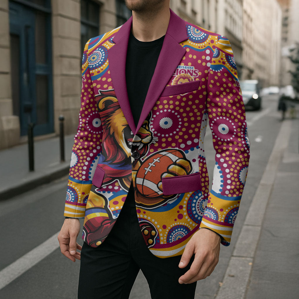 Brisbane Lions Blazer Aboriginal Dot Pattern - Football Mascot Heritage Pride