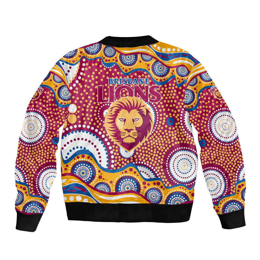 Brisbane Lions Bomber Jacket Aboriginal Dot Pattern - Football Mascot Heritage Pride