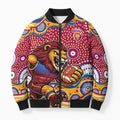 Brisbane Lions Bomber Puffer Jacket Aboriginal Dot Pattern - Football Mascot Heritage Pride