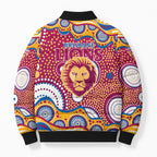 Brisbane Lions Bomber Puffer Jacket Aboriginal Dot Pattern - Football Mascot Heritage Pride