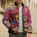 Brisbane Lions Bomber Puffer Jacket Aboriginal Dot Pattern - Football Mascot Heritage Pride