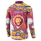 Brisbane Lions Button Sweatshirt Aboriginal Dot Pattern - Football Mascot Heritage Pride