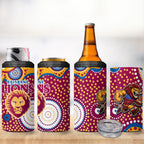 Brisbane Lions 4 in 1 Can Cooler Tumbler Aboriginal Dot Pattern - Football Mascot Heritage Pride
