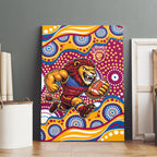 Brisbane Lions Canvas Wall Art Aboriginal Dot Pattern - Football Mascot Heritage Pride