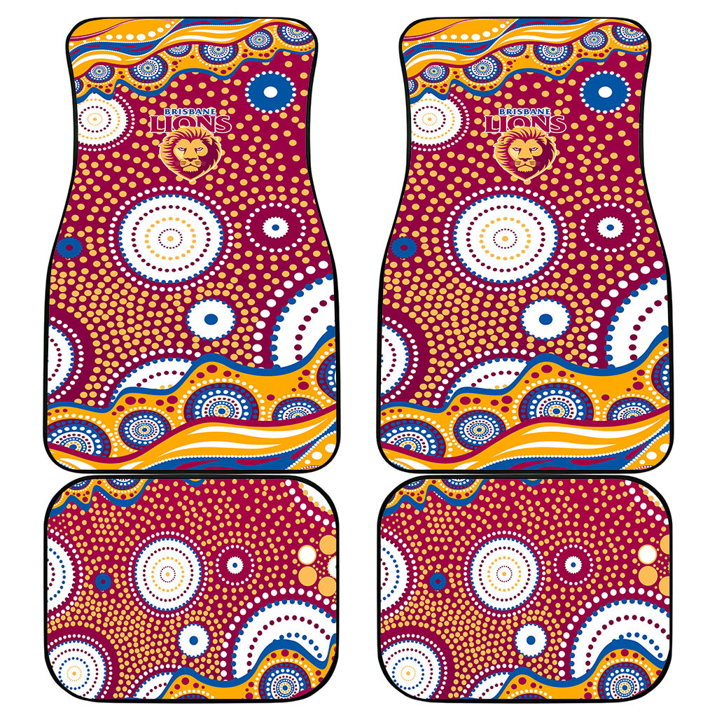 Brisbane Lions Car Mats Aboriginal Dot Pattern - Football Mascot Heritage Pride