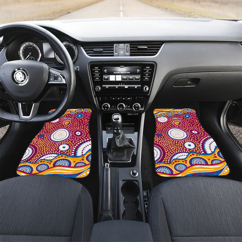 Brisbane Lions Car Mats Aboriginal Dot Pattern - Football Mascot Heritage Pride