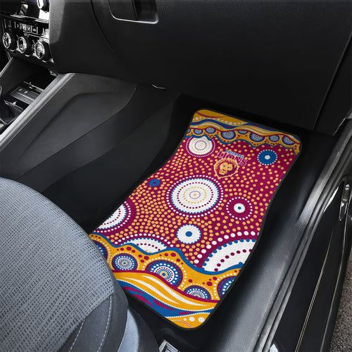 Brisbane Lions Car Mats Aboriginal Dot Pattern - Football Mascot Heritage Pride