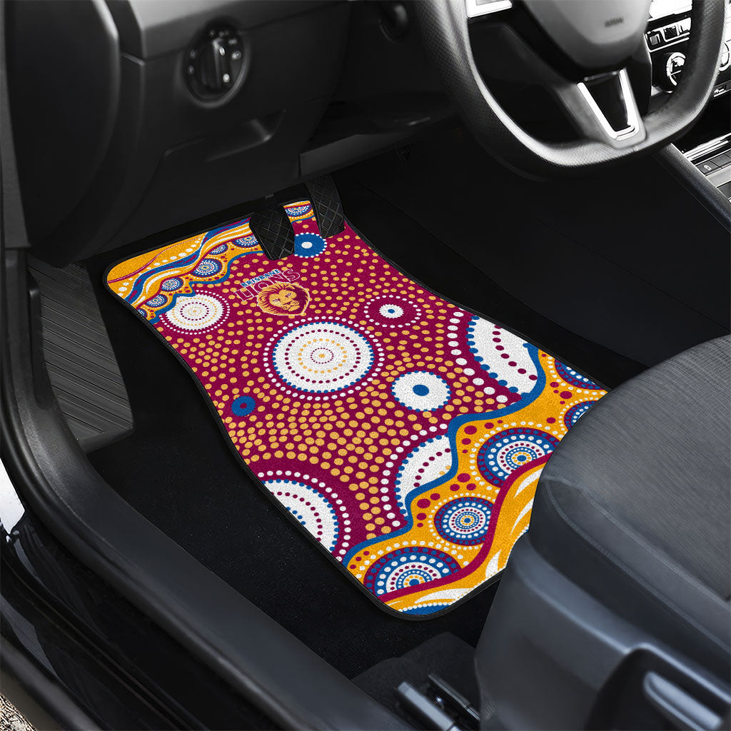 Brisbane Lions Car Mats Aboriginal Dot Pattern - Football Mascot Heritage Pride