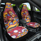 Brisbane Lions Car Seat Cover Aboriginal Dot Pattern - Football Mascot Heritage Pride