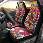 Brisbane Lions Car Seat Cover Aboriginal Dot Pattern - Football Mascot Heritage Pride