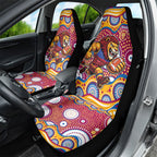 Brisbane Lions Car Seat Cover Aboriginal Dot Pattern - Football Mascot Heritage Pride
