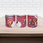 Brisbane Lions Ceramic Mug Aboriginal Dot Pattern - Football Mascot Heritage Pride